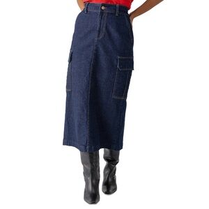 SANCTUARY Essential Denim MIDI Cargo Skirt